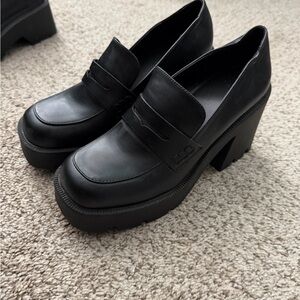 JustFab Black Platform Loafers